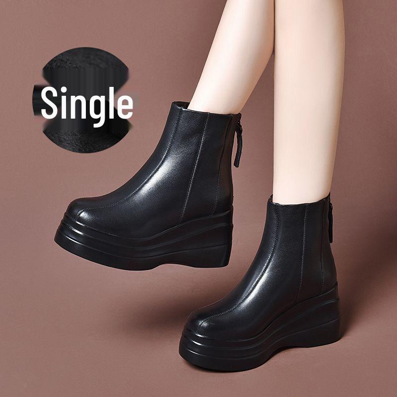 

Ботильоны на танкетке для миниатюрных женщин - На флисовой подкладке, Толстая подошва, Платформа, увеличивающая рост, Стиль осень/зима 2025. 40