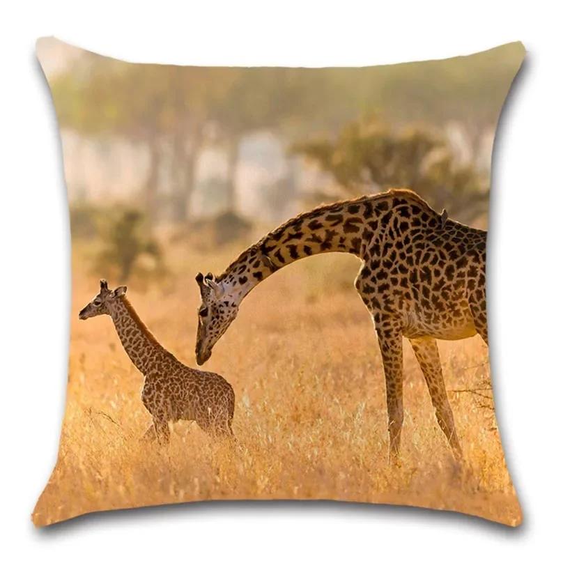 Cushion Cover for Home Decoration, Animal, Giraffe, Big Cat, Zebra, for Sofa, Chair, Car Seat, Friend, Bedroom, Gift