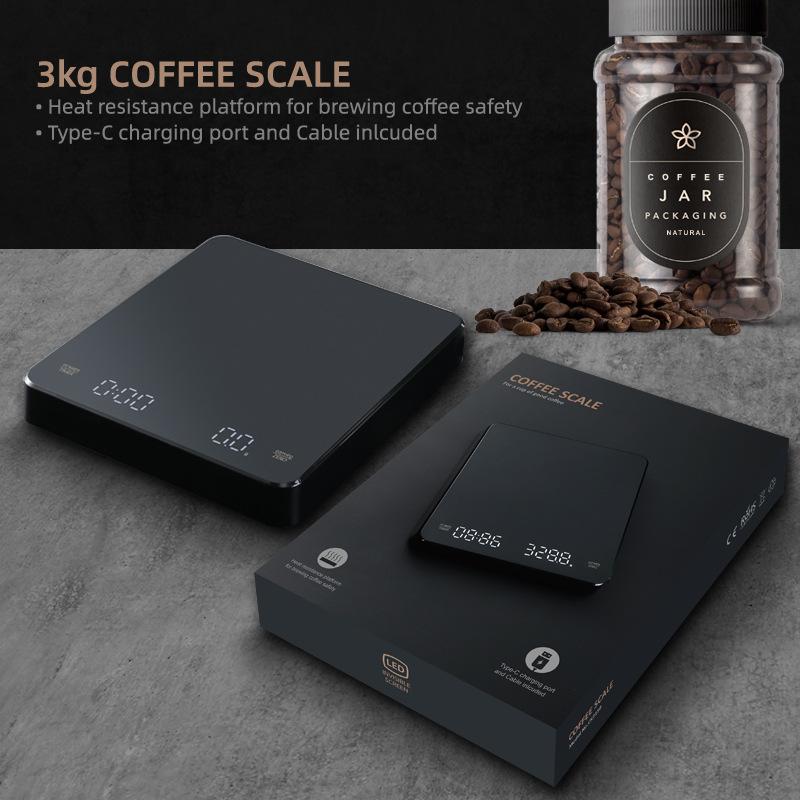 

3kg/0.1g High Precision LCD Digital Scale Timer Electronic Weight Scale for Baking Tea Coffee Type A