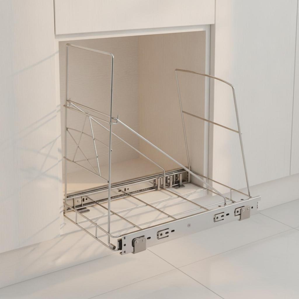 Pull-out Trash Can Rack Chrome Finish Under-Cabinet Garbage for Kitchen