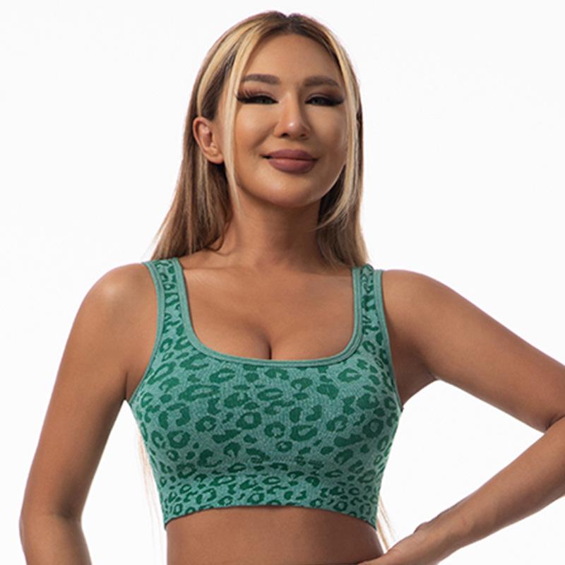 High-Waisted Leopard Print Tummy Control Yoga Set with Peach-Effect Tank Top
