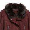 PBZA Womens Faux Fur Collar Belted Jacket Solid Color Casual Commute Outerwear