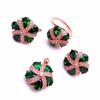 Purple Gold Luxury Sparkling Diamond Greenstone Flower Pendant Rose Gold Plated Colorful Gorgeous Necklace