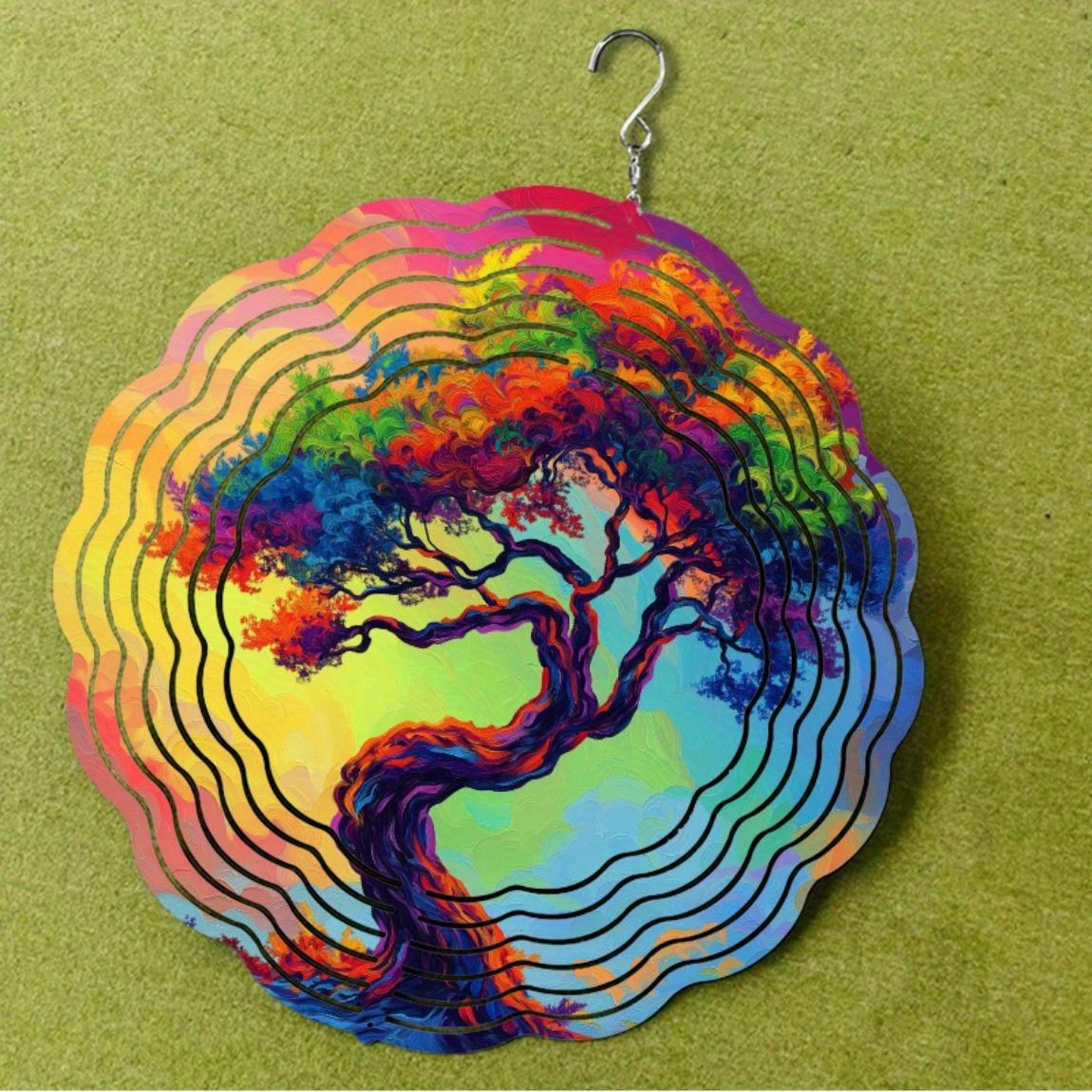 

10-Inch Tree of Life Wind Chime - Hand-Painted Fantasy Art, Magical Outdoor Garden Decor with Enchanted Bells, Dynamic Indoor/Outdoor Hanging Ornament 01A