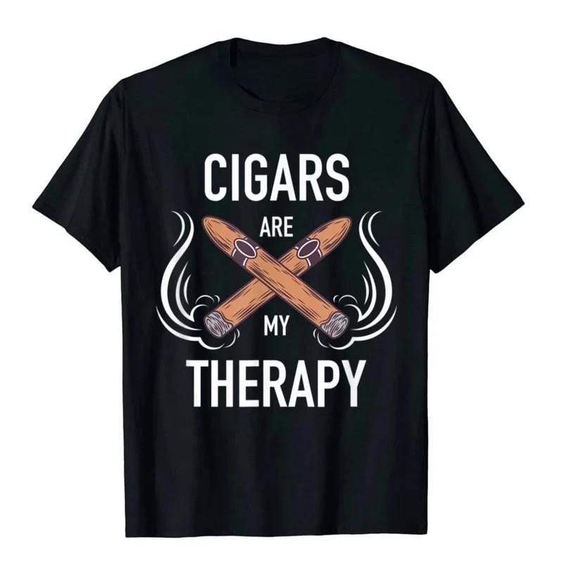 Comfort Creativity Funny Streetwear Short-sleev Fun Cigar Smoker Tshirt Cigar Is My Therapy Gift for Comfort Tops Male Shirt