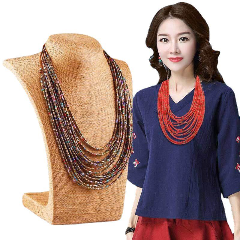 Bohemian Ethnic Hand-Woven Seed Bead Necklace Set