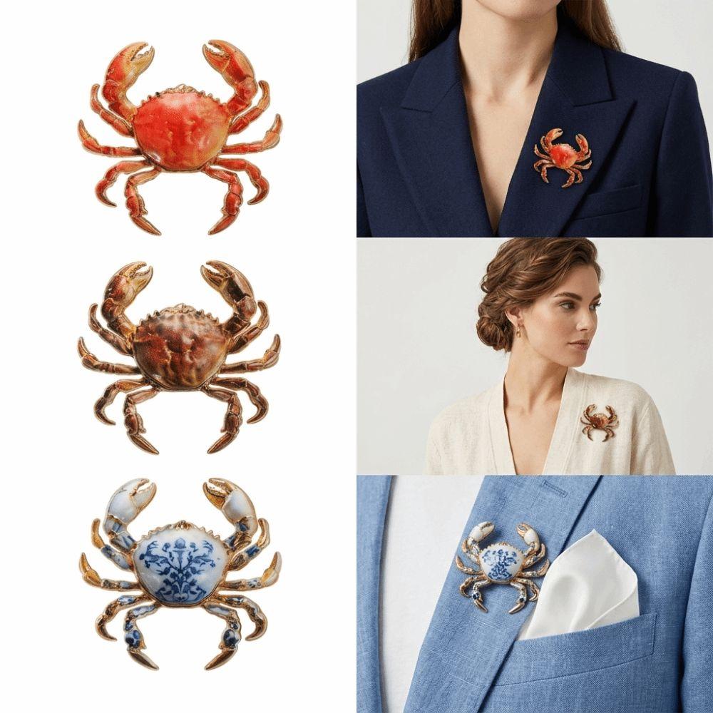 Metal Metal Pin 3D Relief Lapel Pin Gift Idea Crab Brooch Hats