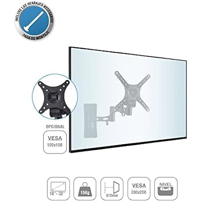 Support Mural Universel Pour TV - TM ELECTRON - TMSLC273 - 10 À 32 Pouces - Inclinaison 5° À 15° - 20 Kg Max