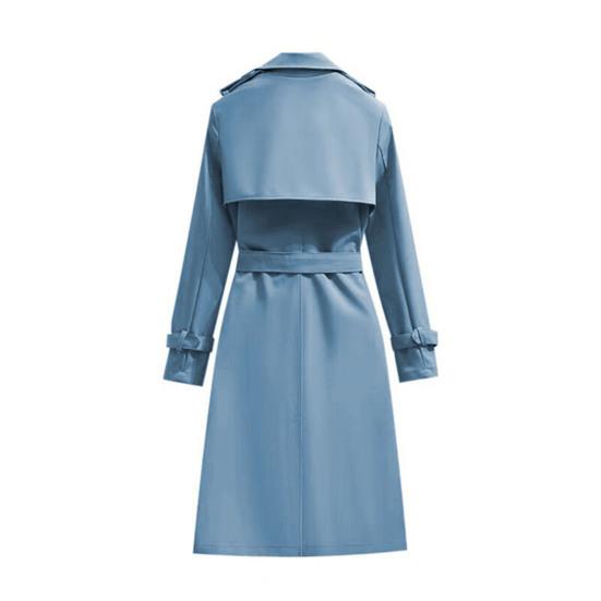 Cappotto Trench Lungo da Donna Doppiopetto con Cintura Rever a Lancia Soprabito Autunno Inverno Antivento Classico Capospalla