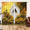 2 Stück Sonnenblumen Holzhaus Dekorative Vorhänge   Halb Verdunkelnde Vorhänge   Schutz der Privatsphäre