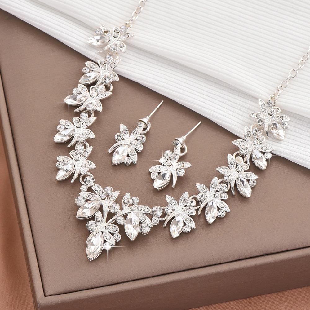 Atmospheric Bridal Necklace Earrings Zircon Wedding Jewelry
