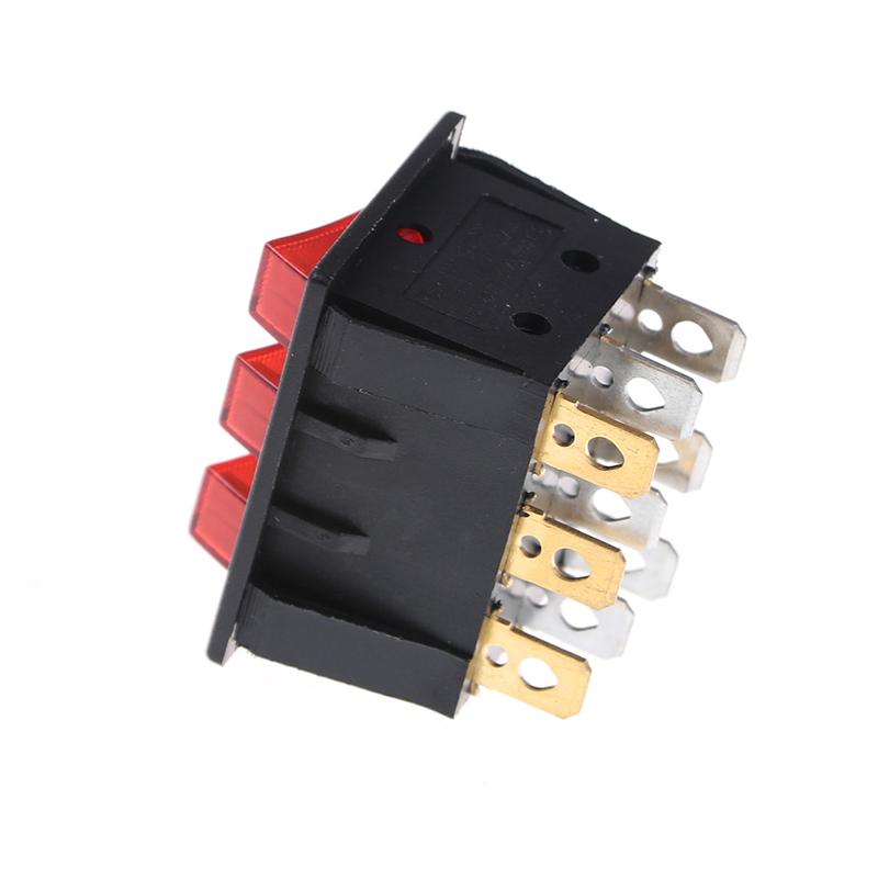 KCD3 34*40 Big Rocker Switches With Red Light Three-Way Switch 9 Pin 2 Position