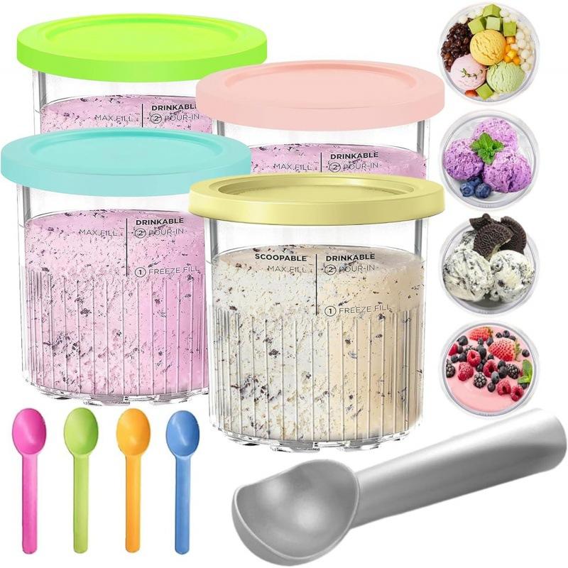 Ice Cream Machine Accessories Food Storage Container Ice Cream Pint Containers Sets with Lids Applicable To Ninja NC500 NC501 9860₽