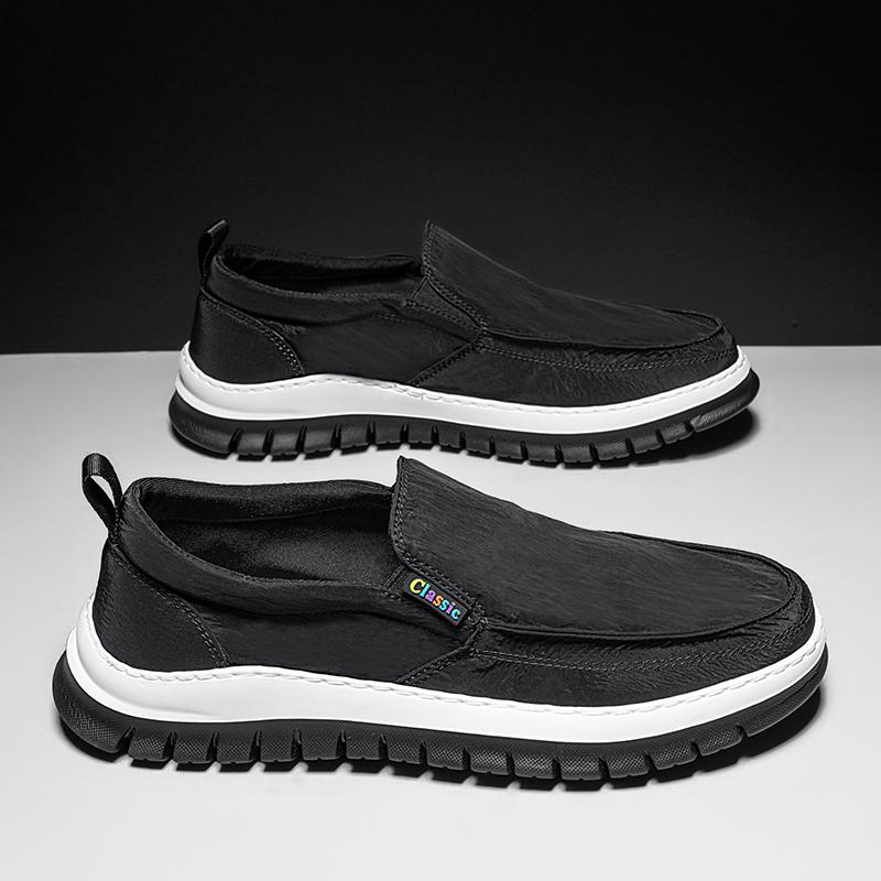 Fashion High Quality Men Outdoor Walking Sneakers Fashion Breathable Flat Designer Shoes Comfy Antiskid Loafers 25New Canvas Lazy Shoes