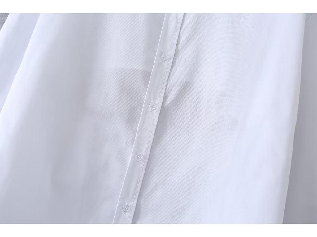 European & American Women's Long-Sleeve Backless Poplin Shirt with Lapel - Spring 2023 Fashion