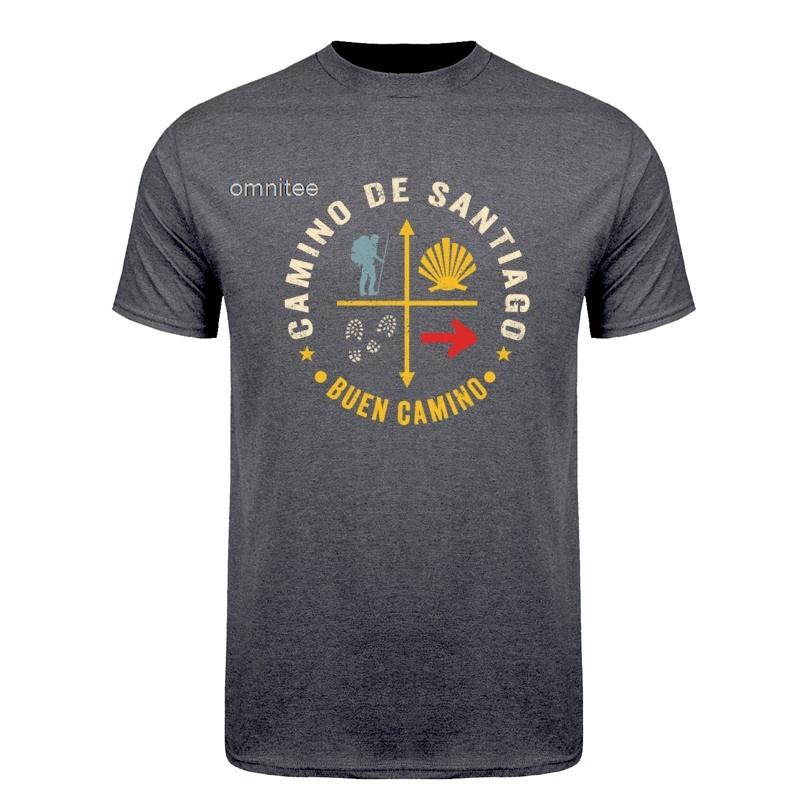 Buen Camino De Santiago St James Way Pilgrim Hiking Spain Tshirt Oneck Cotton Short Sleeve T Shirts Tops Hj116