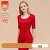 Women's Wool Silk Mid-Sleeve Fleece-Lined Top - Warm Autumn Base Layer