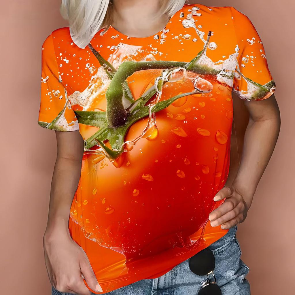 Fruit Series Short Sleeved T-shirt Summer Round Neck Cute Comfortable Breathable Leisure Loose Women's T-shirt