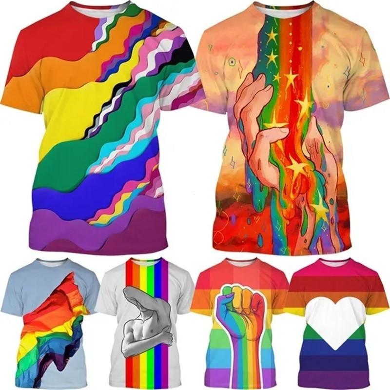New Fashion Rainbow Pattern T-Shirt 3D Print Summer Casual Men's Round Neck Short Sleeve Hip-Hop Top