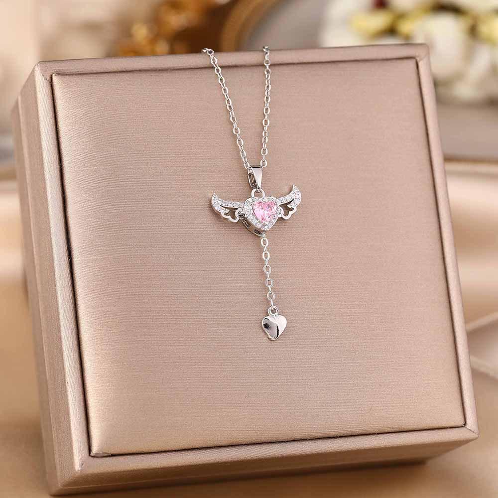 Women's Silver Titanium Steel Necklace with Micro-Inlaid Zircon - Elegant, Durable Clavicle Chain Jewelry