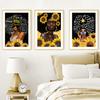 Abstract Sunflower Afro Girl Black Beauty African Art Canvas Painting Nordic Posters And Prints Wall Pictures Living Room Decor No Frame