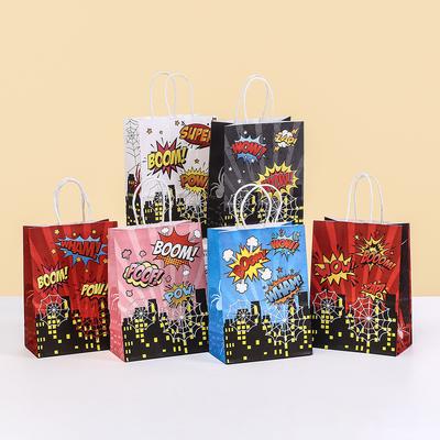 StoBag, Superhero Gift Bags Recyclable Paper with Handles for Kids Birthday Children's Day Comic Parties Favors Durable Packing