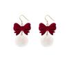Retro Style Red Bowknot Stud Earrings for Women Girls Simple Earings Piercing Aesthetics Elegant Earrings Christmas Jewelry Gift