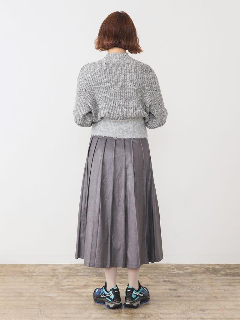 Ray Beams Women's Melange Rib High Neck Long Sleeve Knit Sweater, Gray Free