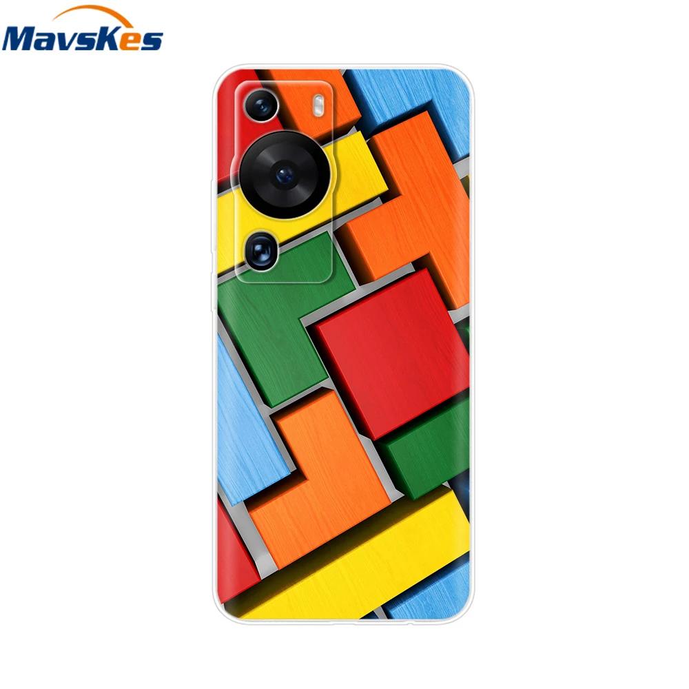 For Huawei P60 Pro Case Cute Heart Cartoon Painted Silicone Clear TPU Back Cover For Huawei P 60 P60 2023 P60Pro Phone Cases