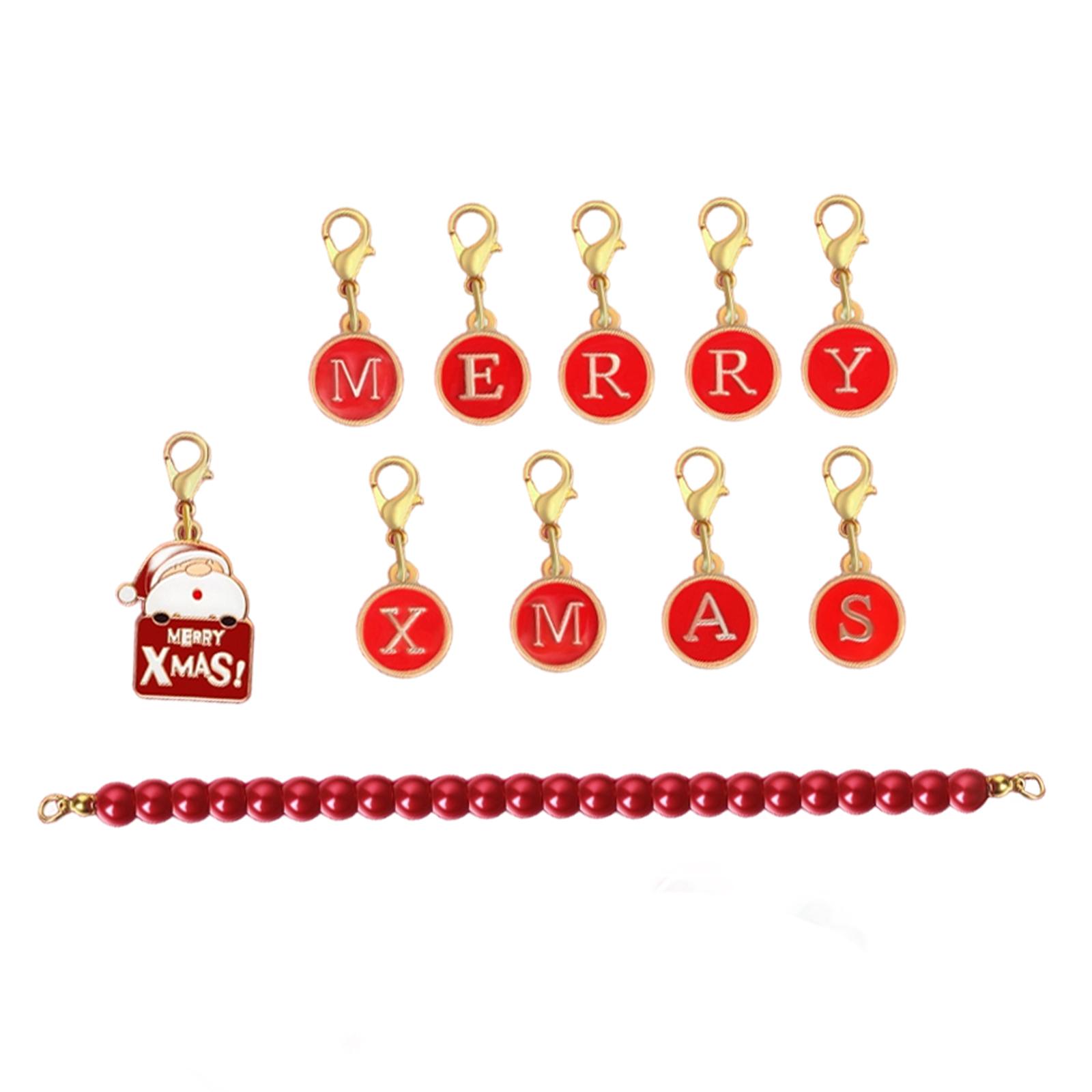 

Christmas Creative Cartoon Alloy Drip Oil Pendant Bracelet DIY Christmas Tree Christmas Party Supplies,1 Bracelet, 10 * Pendant One Size красный