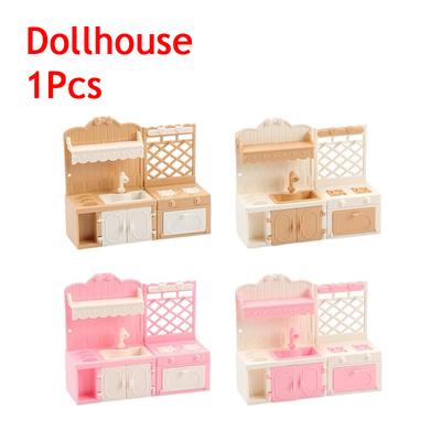 1/12 Dollhouse Simulation Kitchen Display Cabinets Model Dollhouse Miniature Kitchen Furniture Decoration Pretend Play Toys