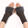 Twist Turned Short Furry Gloves New Style Women's Autumn and Winter Knitted Arm Covers with Exposed Half Finger Woolen Warm Sleeves