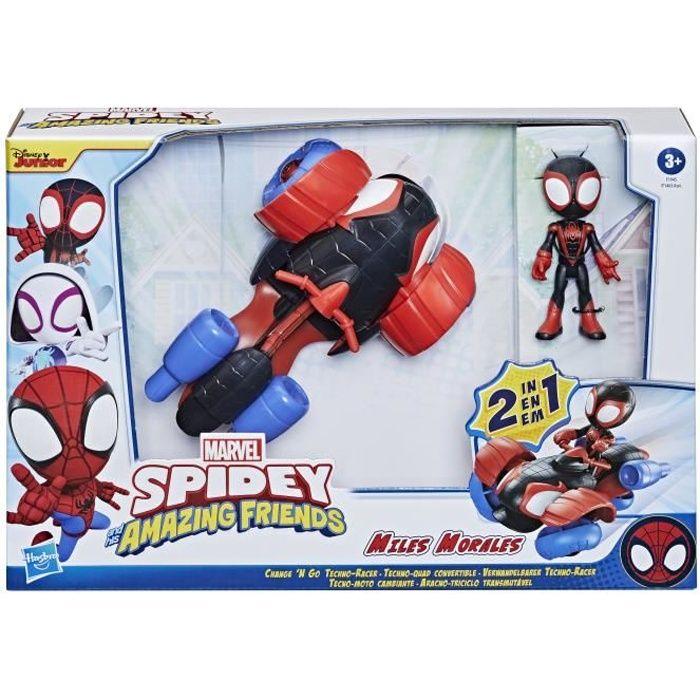 Marvel Spidey and His Amazing Friends - Figurine Miles Morales De 10 Cm Avec Techno -quad Convertible - À Partir De 3 Ans