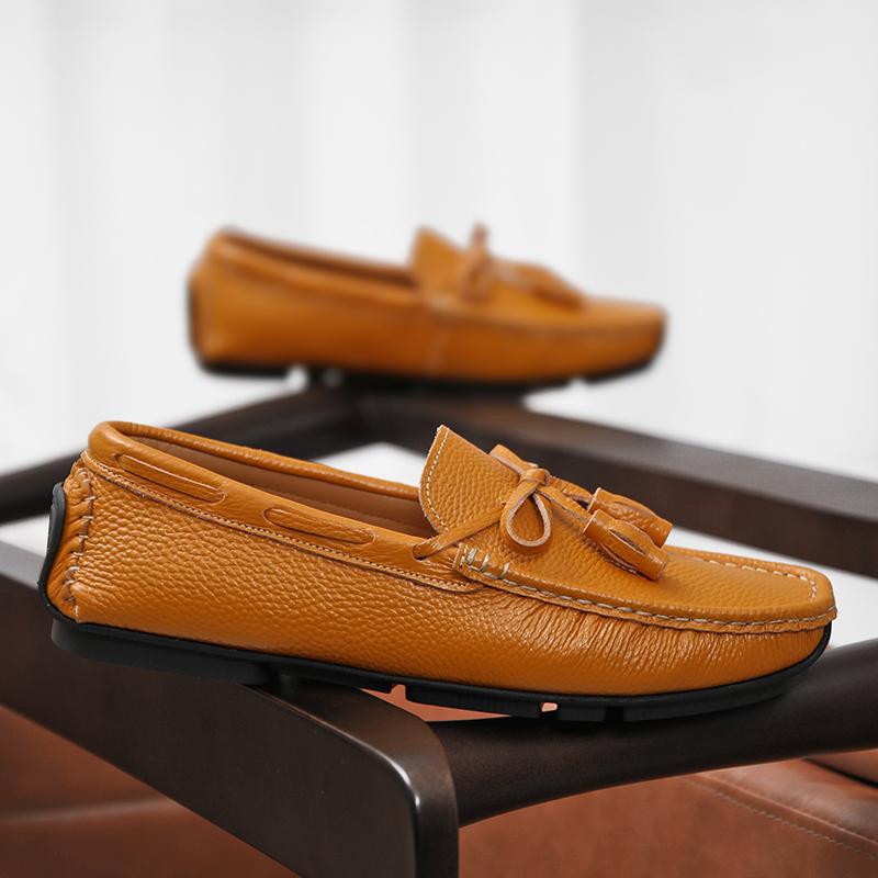 Fashion Comfortable and casual men's driving shoes Gentleman Breathable Versatile  Slip on Casual Wedding Party Office Shoes Flat Bottom