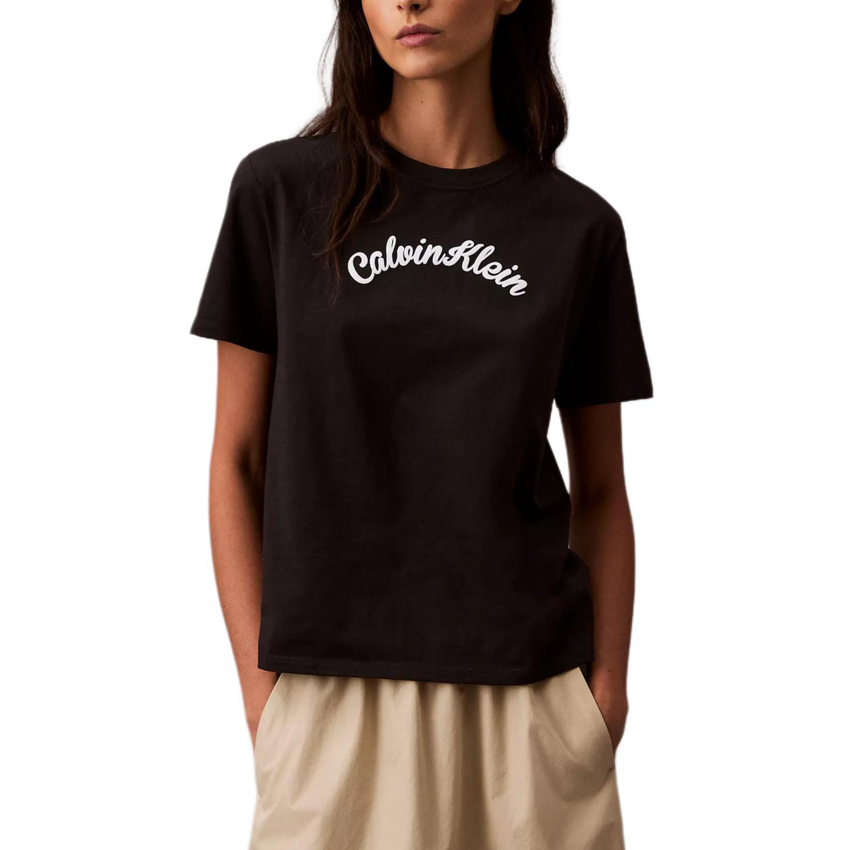 

Calvin Klein Round Neck Casual Soft Comfortable Short Sleeve T-Shirt Women tops Black 478011S-001 XS