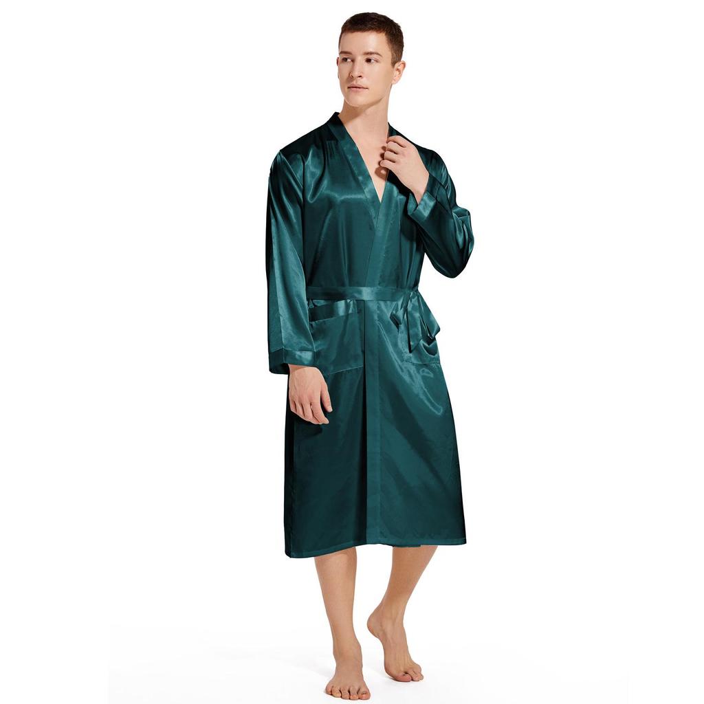 Cardigan de Pijama Masculino Plus Size Leve Luxo Toque de Seda: Estilo Europeu e Americano