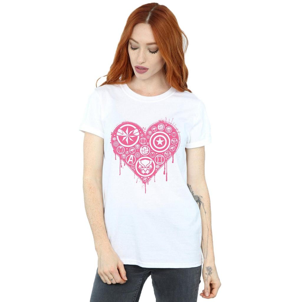Marvel Womens/Ladies I Heart Avengers Cotton Boyfriend T-Shirt