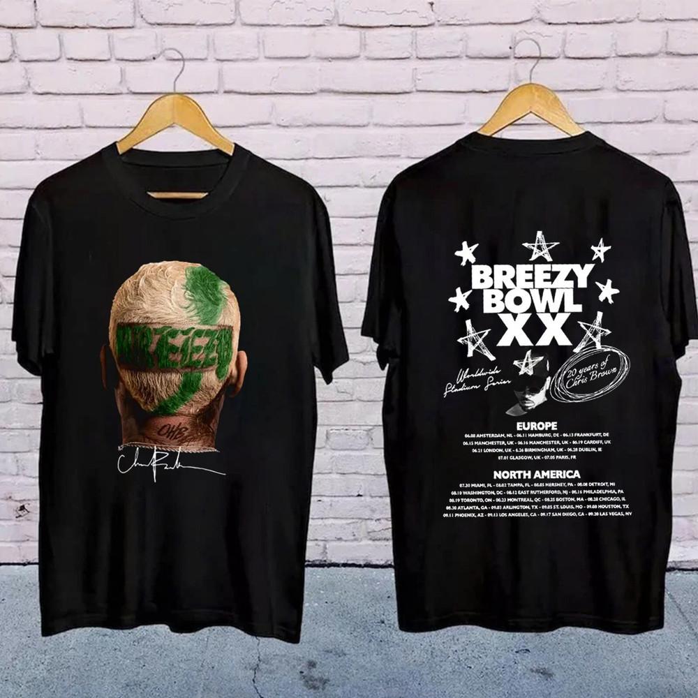 

Chris Brown Breezy Bowl XX Tour 2 sided T Shirt Unisex S-3XLGift For FanHiphop Unisex T-Shirt M