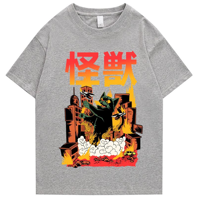 2026 Unisexs Hip Hop Tshirt Street Apparel Japanese Monster Harajuku Retro Poster Print Tshirt Summer Casual Short Sleeve Top