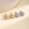 Nidin Light Luxury 3D Ball Drop Earrings For Women Shiny Baguette Cubic Zirconia Paved Round Wedding Party Prom Jewelry Gifts