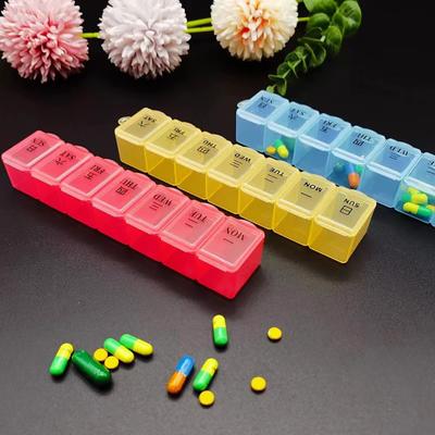 Portable Pill Box Day Print Independent Transparent Grids Dustproof Moisture-proof 7 Lid Outdoor Travel
