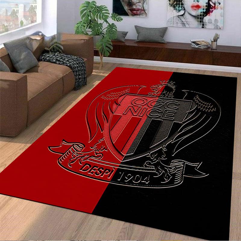 Red and Black OGC Nice Crest suitable as a non-slip mat for the living room or bedroom sofa