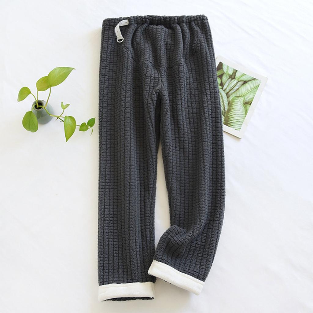 Women's Casual High Waist Adjustable Warm Flannel Home Pants