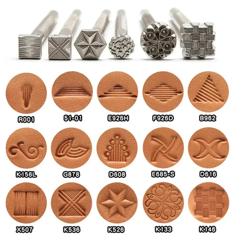 Carving Leather Craft Stamps Kit Metal Leather Working Saddle Making Tools Leather Stamping Solid DIY Printinting Craft Supplies