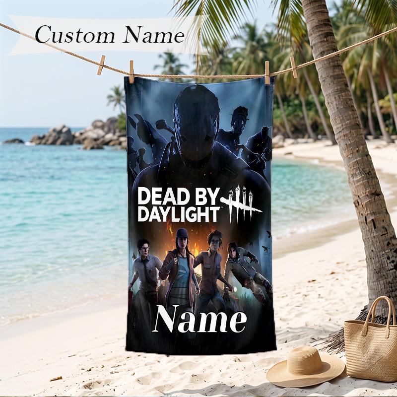 Dead by Daylight Strandtuch mit individuellem Namen, personalisiertes weiches Handtuch für Schwimmen, Strand, Reisen
