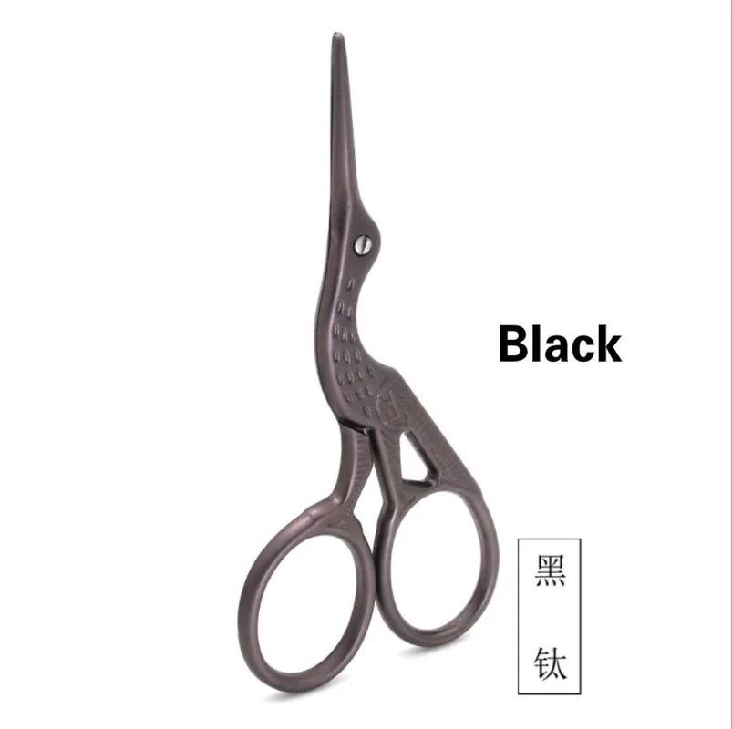 Storchen Kran Schere im Vintage-Stil Antiker Schneider Stickerei Kreuzstich Nähen CRO Strickzubehör