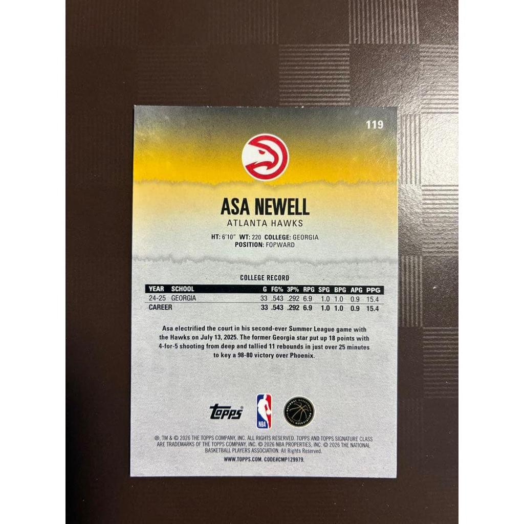 Used Topps NBA Asa Newell RC 3 pieces