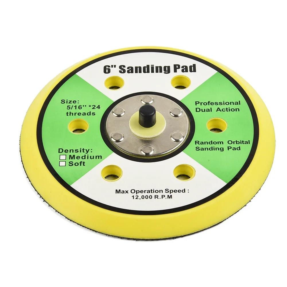 6 Inch Sanding Pad with 5/16 24 Male Thread Suitable for Orbital For Sanders Including DA Style Featuring Dust Extraction Holes
