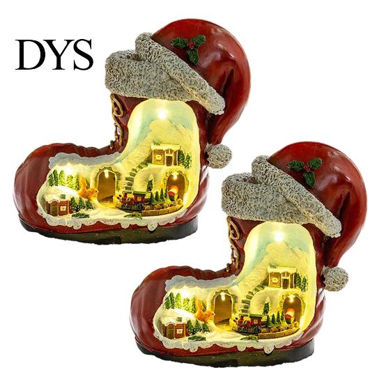 DIY Christmas Craft Accessories 2Pcs Train Music Box with Rotating Light, Snow Village Carousel Tree Ornaments Ornament, Battery/USB Powered Tabletop