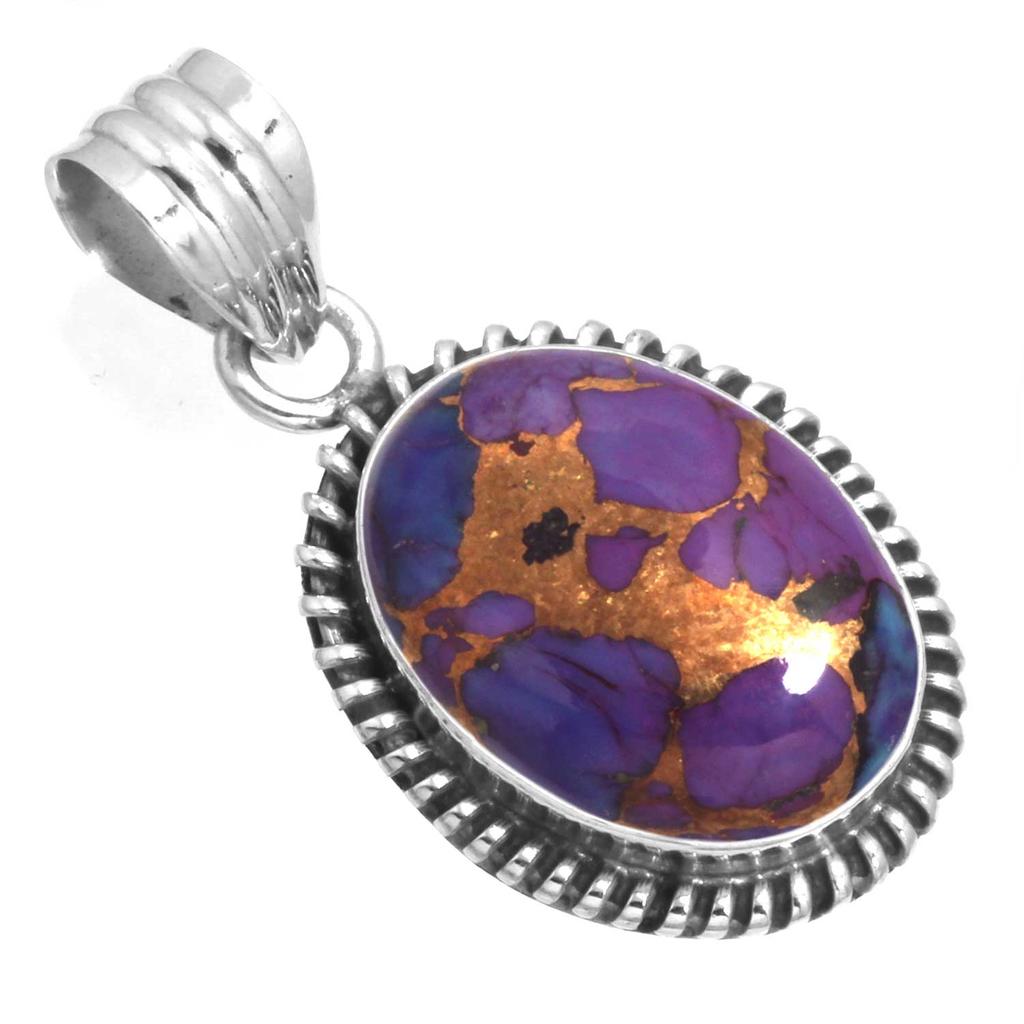 925 Sterling Silver Pendant Women Gemstone Handmade Jewelry Valentine's Day Gift Blue Green Purple Copper Turquoise Pearl Lapis Mother Of Pearl